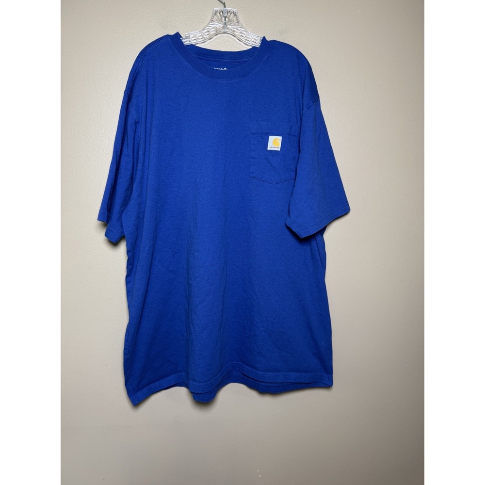 Carhartt Mens Blue Cotton Short Sleeve Crew Neck Loose Fit T-Shirt Size 2XLT